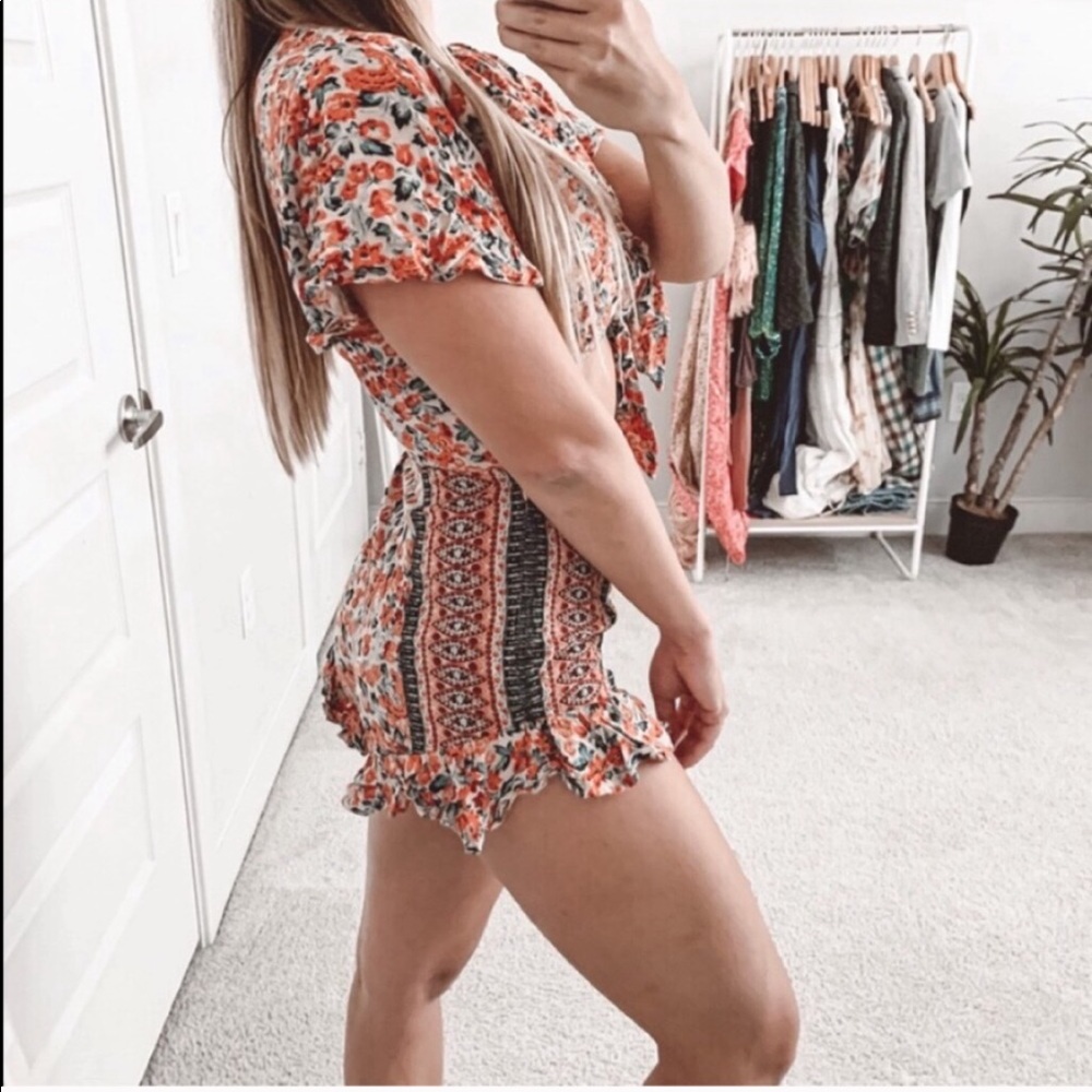 FREE PEOPLE Surf Date cutout romper copper rust - Picture 7 of 14